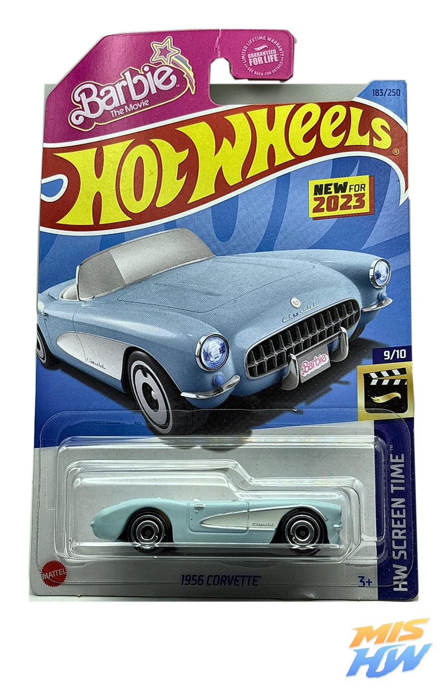 Hot Wheels 1956 Corvette (Barbie), en carta original (foto 1)