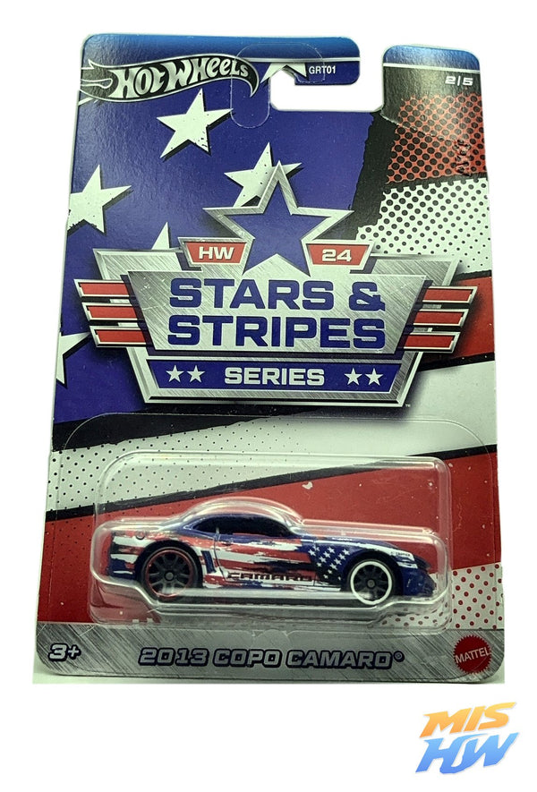 Hot Wheels 2013 COPO Camaro Stars & Stripes, en carta original