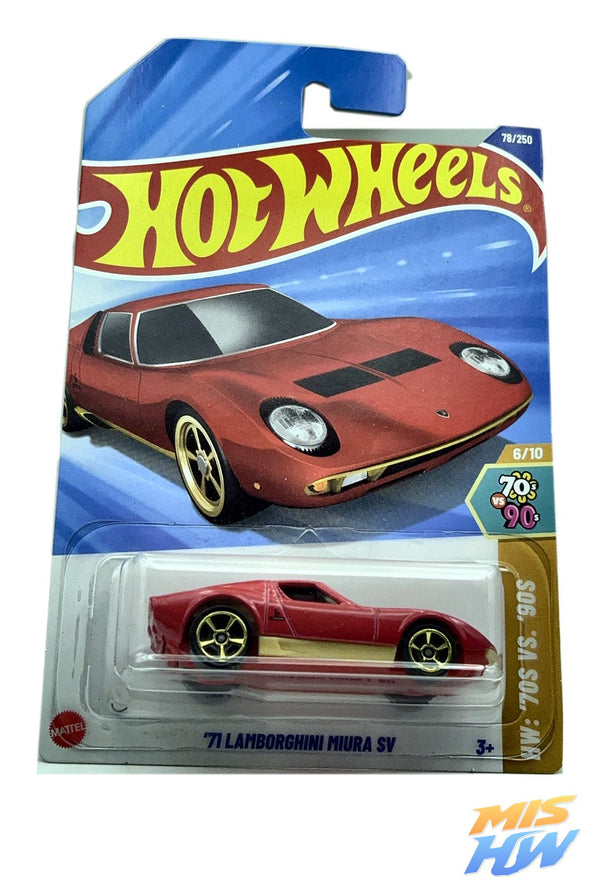 Hot Wheels '71 Lamborghini Miura SV, en carta original