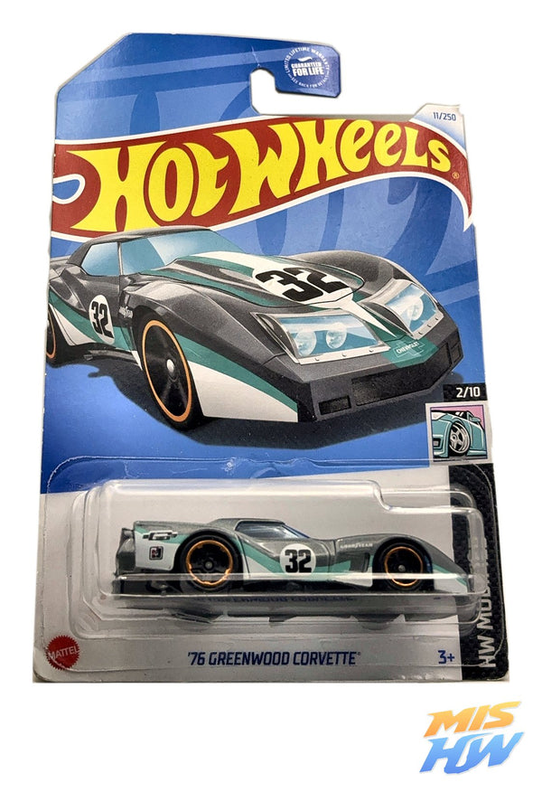 Hot Wheels '76 Greenwood Corvette, en carta original