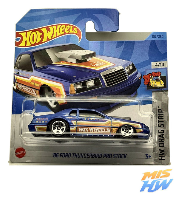 Hot Wheels '86 Ford Thunderbird Pro Stock, en carta original