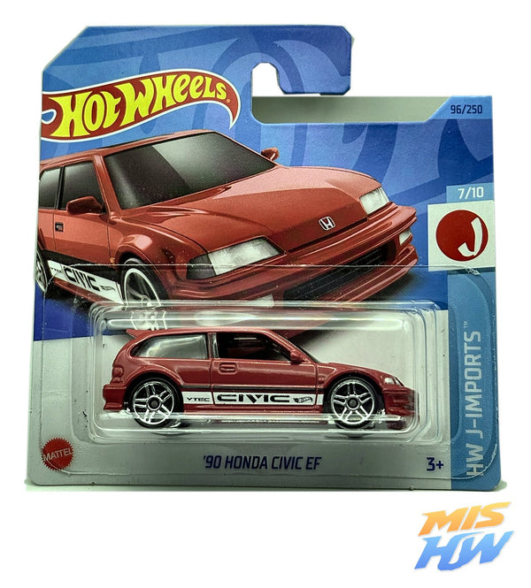 Hot Wheels '90 Honda Civic EF (Rojo), en carta original