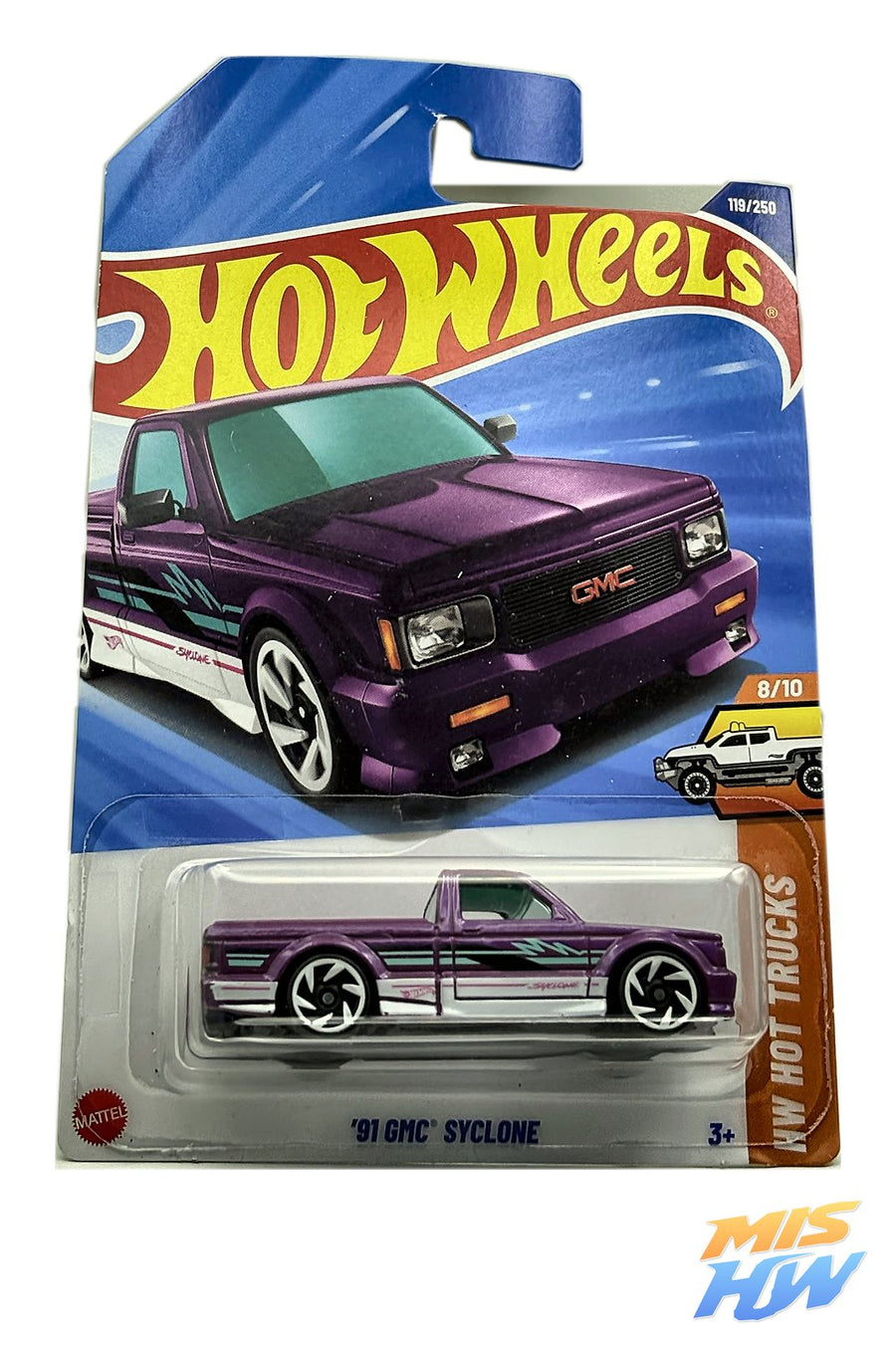 Hot Wheels '91 GMC Syclone, en carta original