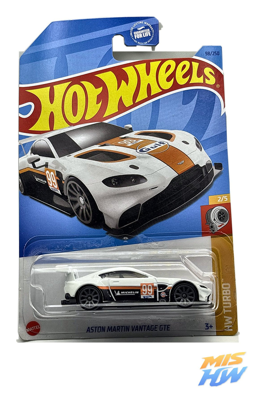 Hot Wheels Aston Martin Vantage GTE (Blanco), en carta original