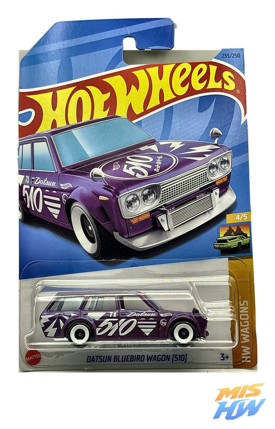 Hot Wheels Datsun Bluebird Wagon (510), en carta original