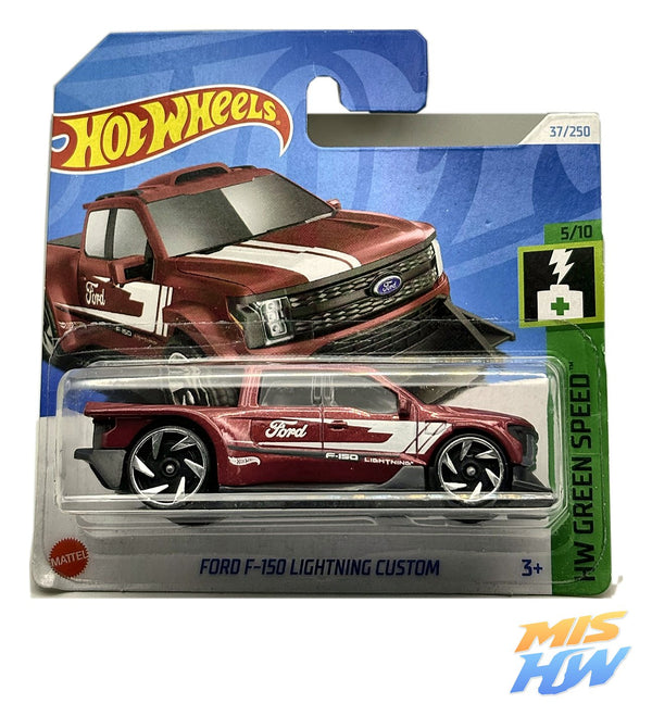 Hot Wheels Ford F-150 Lightning Custom (Roja), en carta original