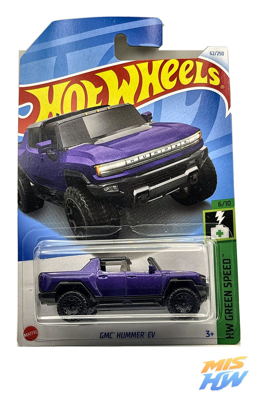 Hot Wheels GMC Hummer EV (Morado), en carta original