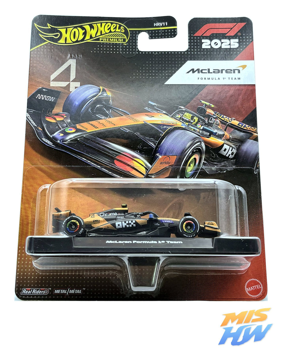 Hot Wheels McLaren F1 Team #4 Norris F1 2025, en carta original