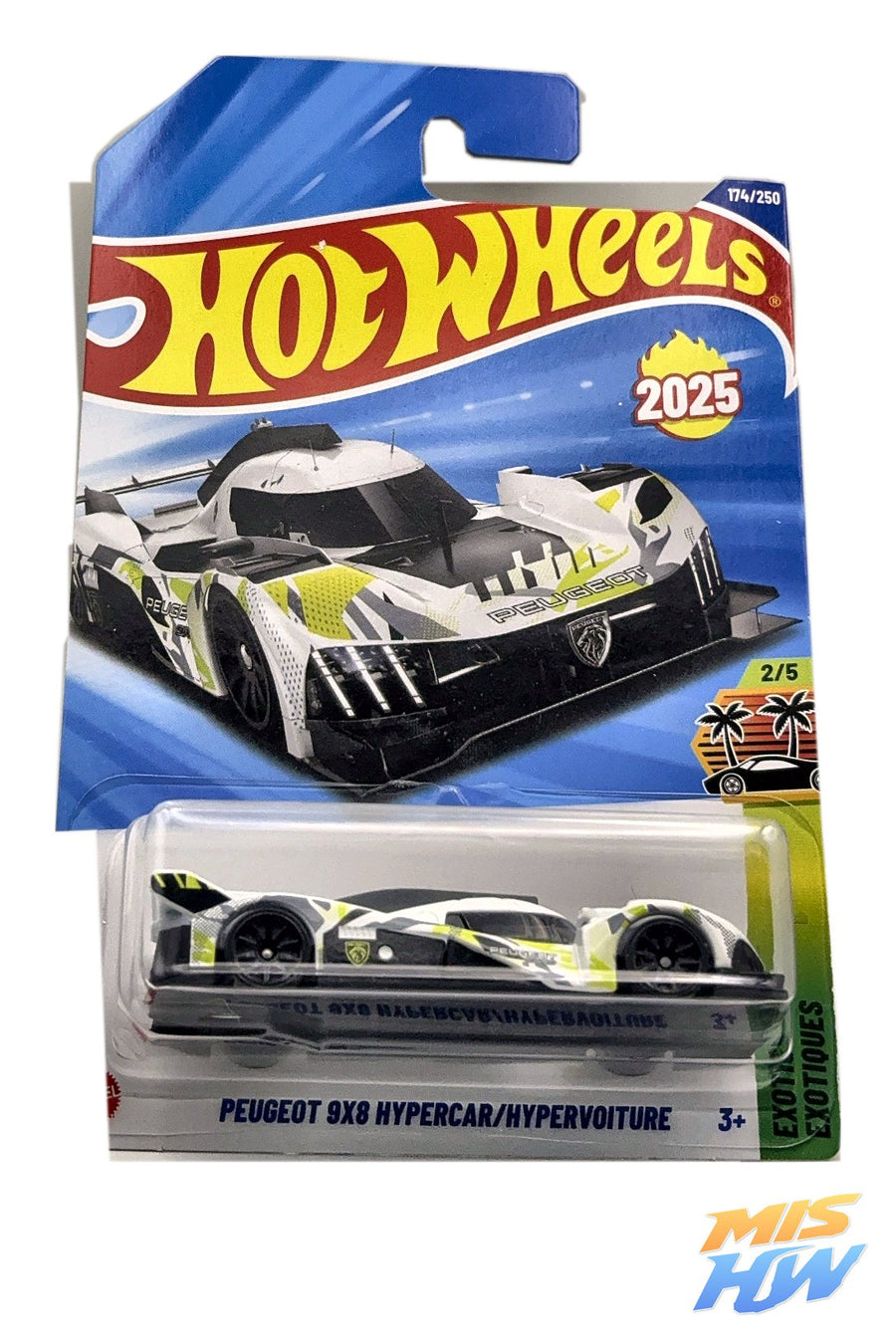 Hot Wheels Peugeot 9X8 Hypercar, en carta original
