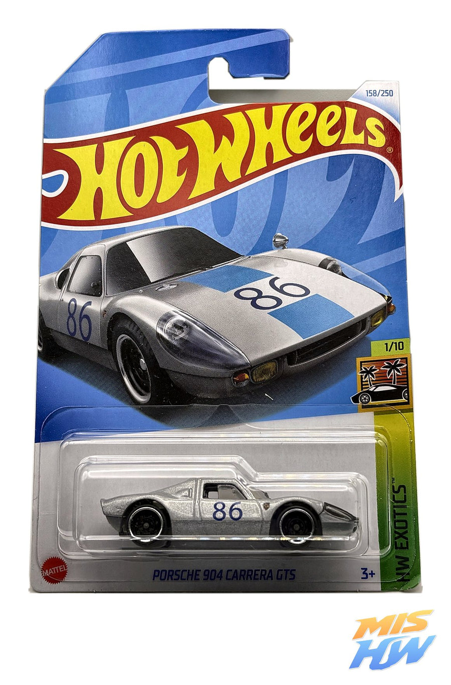 Hot Wheels Porsche 904 Carrera GTS (Plata), en carta original