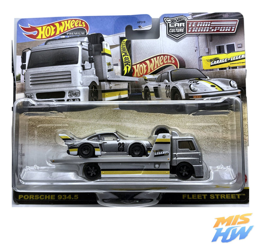 Hot Wheels Team Transport Porsche 934.5 y Fleet Street, en carta original